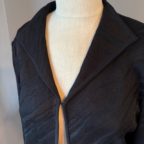 Ming Wang Open Front Lightweight Black Textured Mid Length Cardigan Size M - Picture 5 of 11